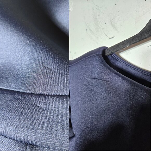 Jovani Womens Navy Blue Jumpsuit Size 10 Puff Sleeves Formal Elegant Stretch - Picture 3 of 11